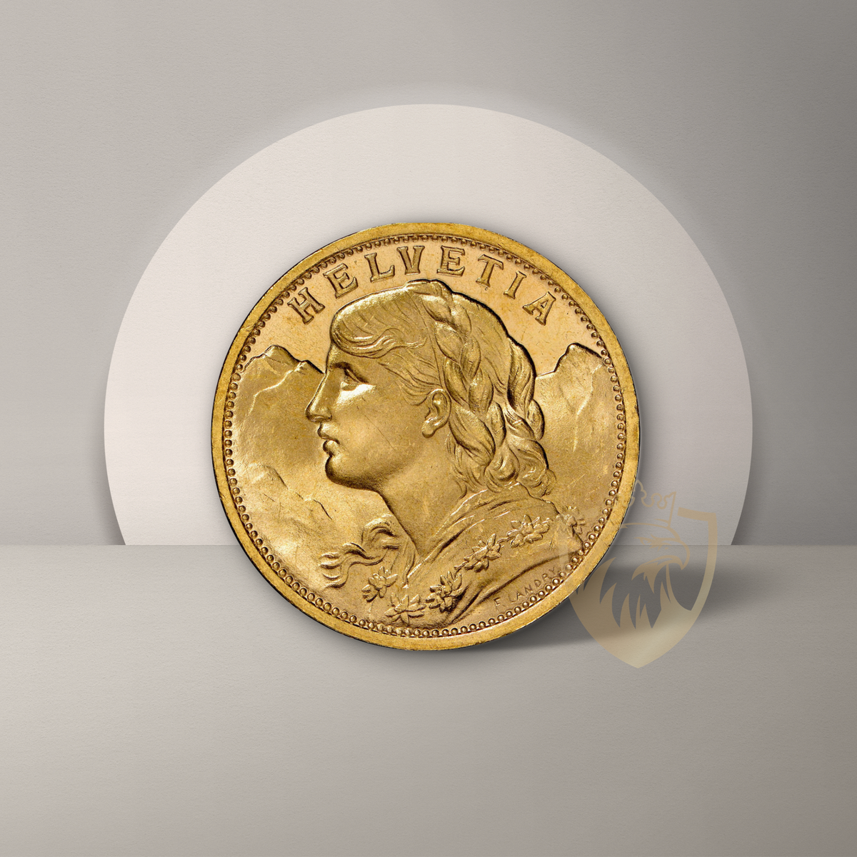 6.45 гр. - Златна Монета 20 златни швейцарски Франка – „Вренели“ (1904)