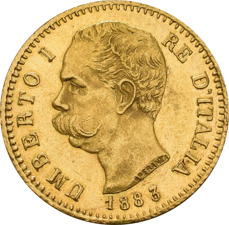 6.45 гр. – Златна Монета 20 италиански Лири – Крал Умберто I (1878–1897)