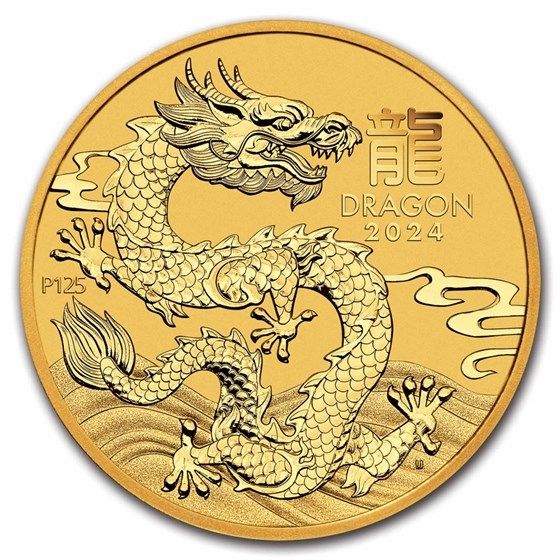 3.11 гр. (1/10 oz) – Златна Монета Австралийски Лунар III – Година на Дракона 2024