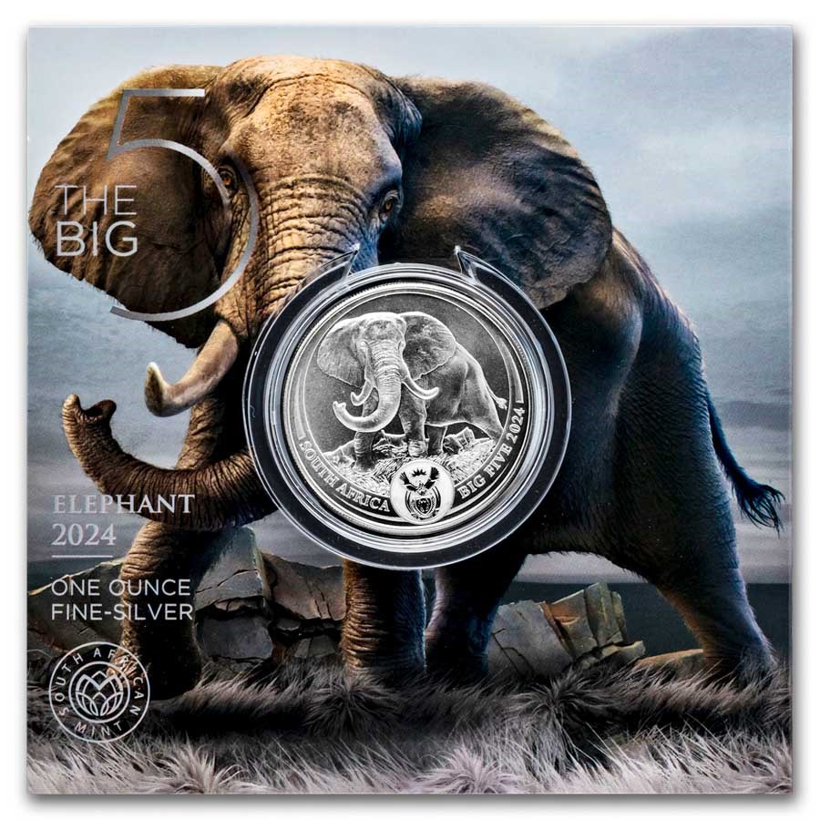 31.10 гр. – Сребърна Монета Южна Африка „Big Five“ – Слон 2024 (Серия III)