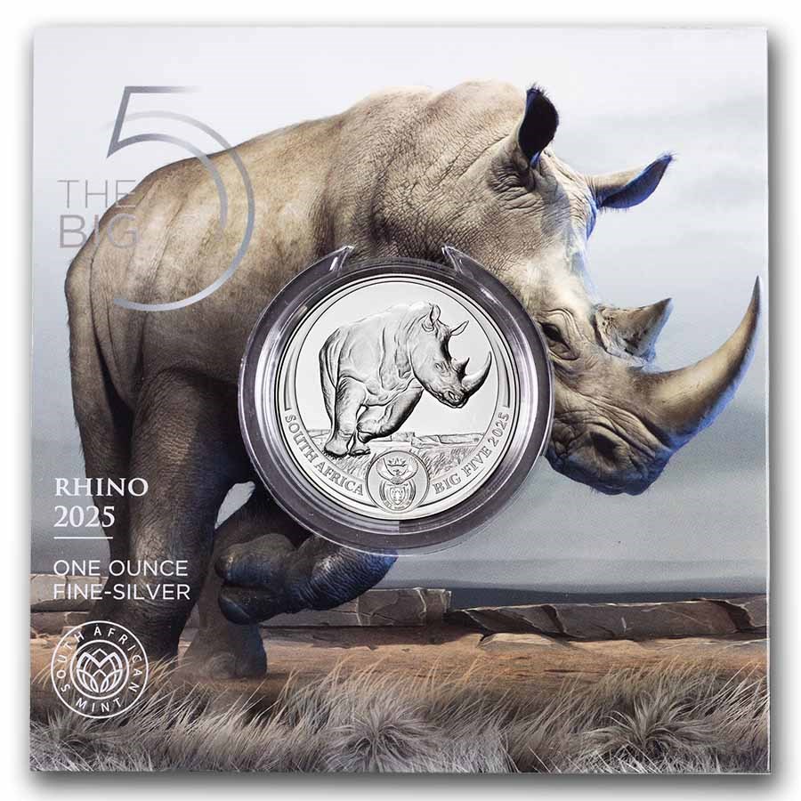31.10 гр. – Сребърна Монета Южна Африка „Big Five“ – Носорог 2025 (Серия III)