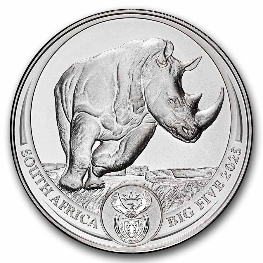 31.10 гр. – Сребърна Монета Южна Африка „Big Five“ – Носорог 2025 (Серия III)