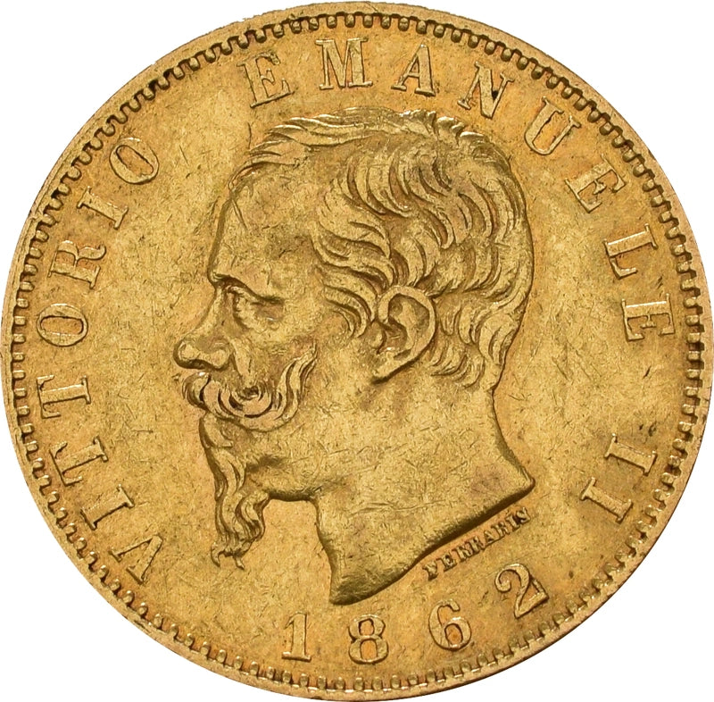 6.45 гр. – Златна Монета 20 италиански Лири – Крал Виктор Емануил II (1861–1878)