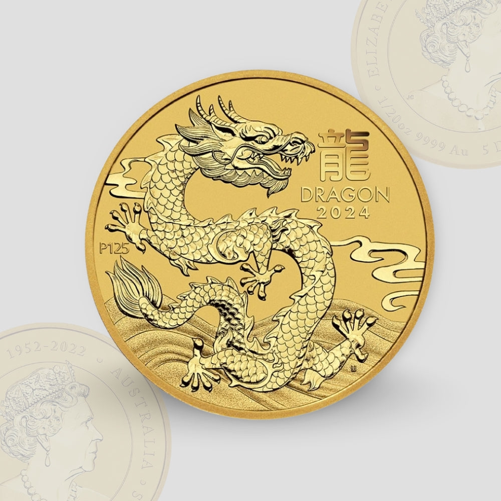 1.55 гр. (1/20 oz) – Златна Монета Австралийски Лунар III – Година на Дракона 2024