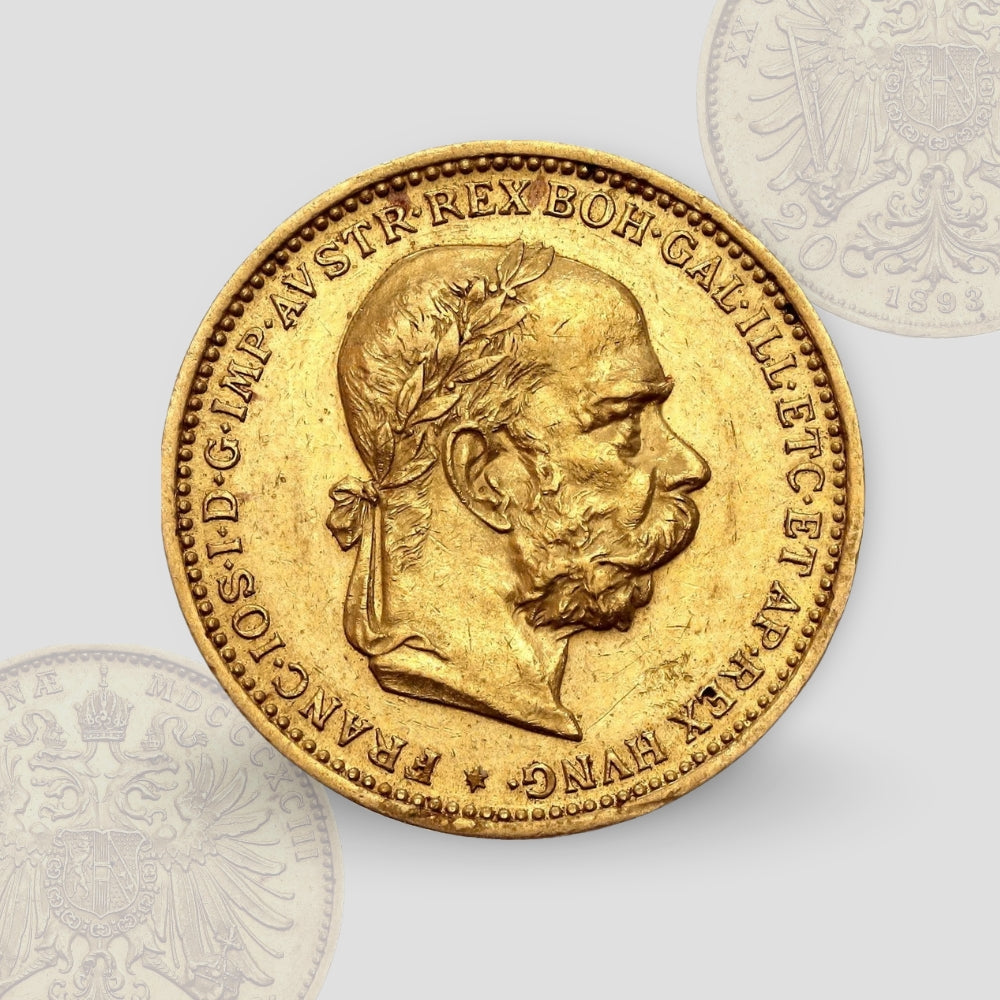 6.77 гр. – Златна Монета 20 Австрийски Корони (1893) Франц-Йосиф I – Оригинална емисия