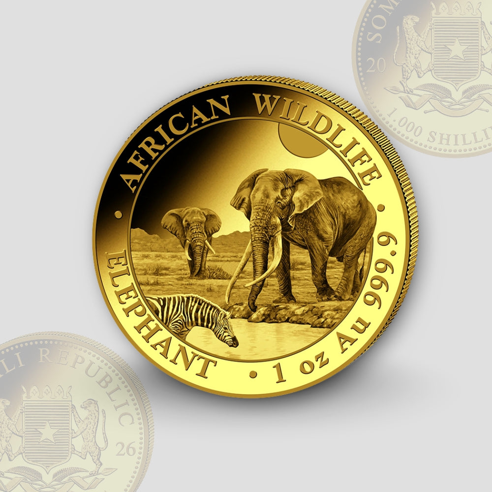 31.1 гр. (1 oz) – Златна Монета Сомалийски слон (Somalia Elephant) 2026