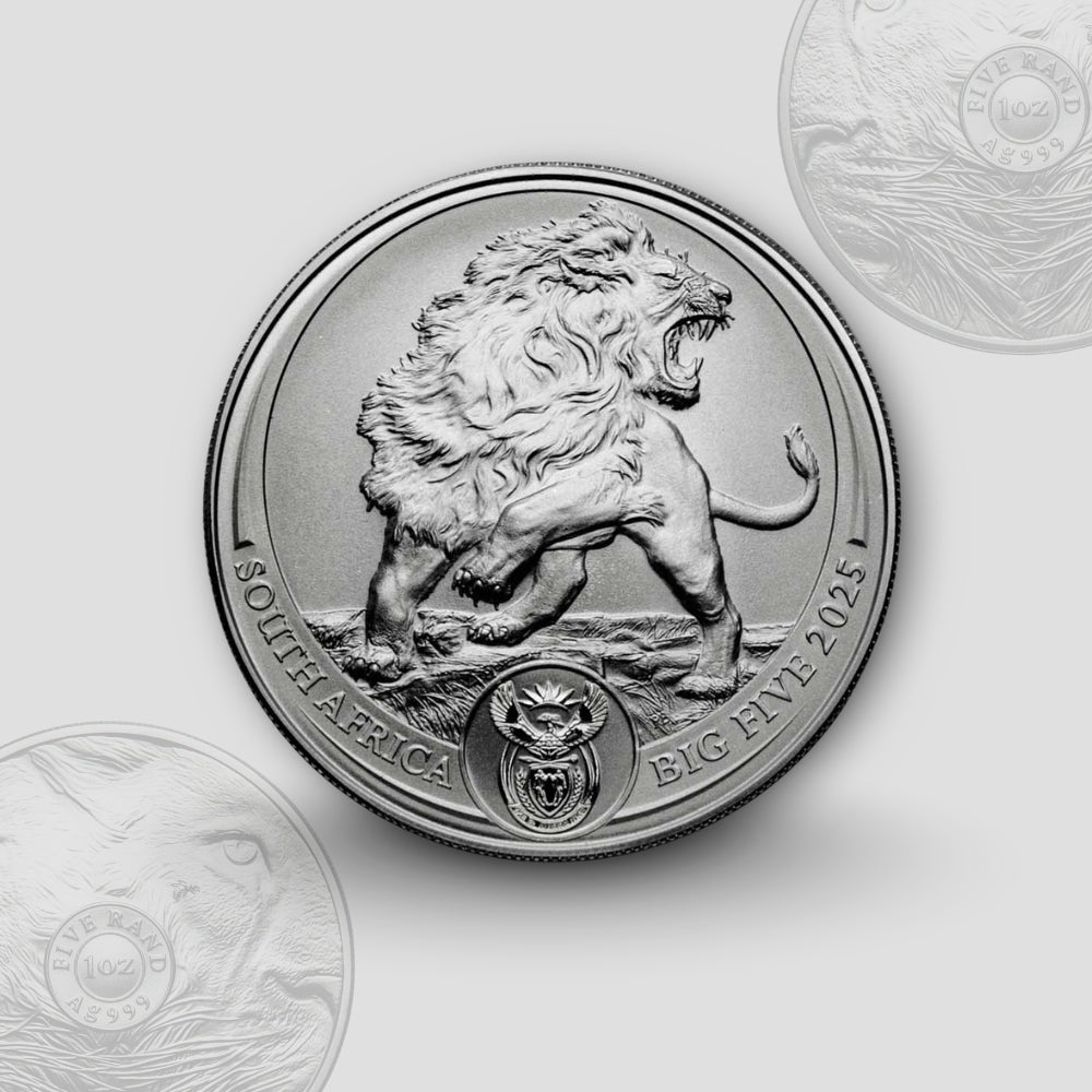 31.10 гр. – Сребърна Монета Южна Африка „Big Five“ – Лъв 2025 (Серия III)