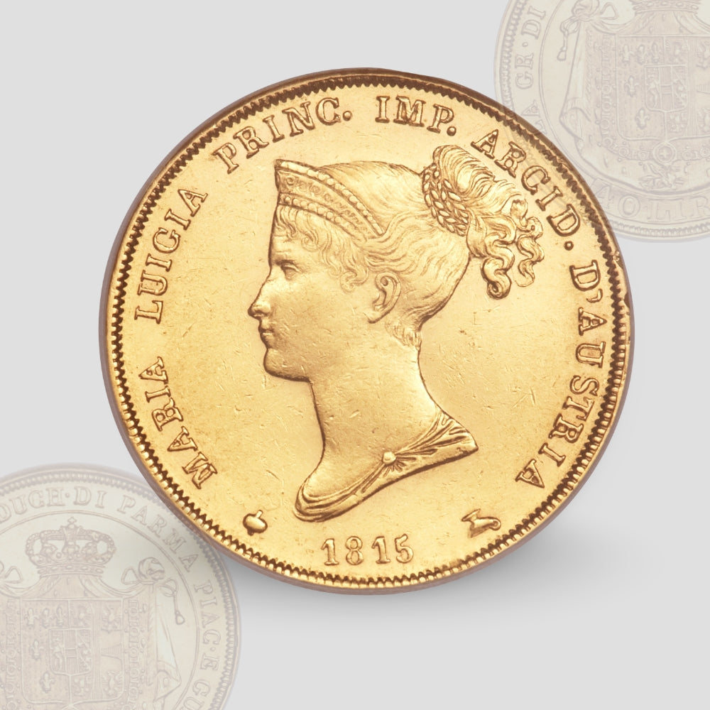 12.90 гр. – Златна Монета 40 златни Лири – Мария Луиза (1815–1821)