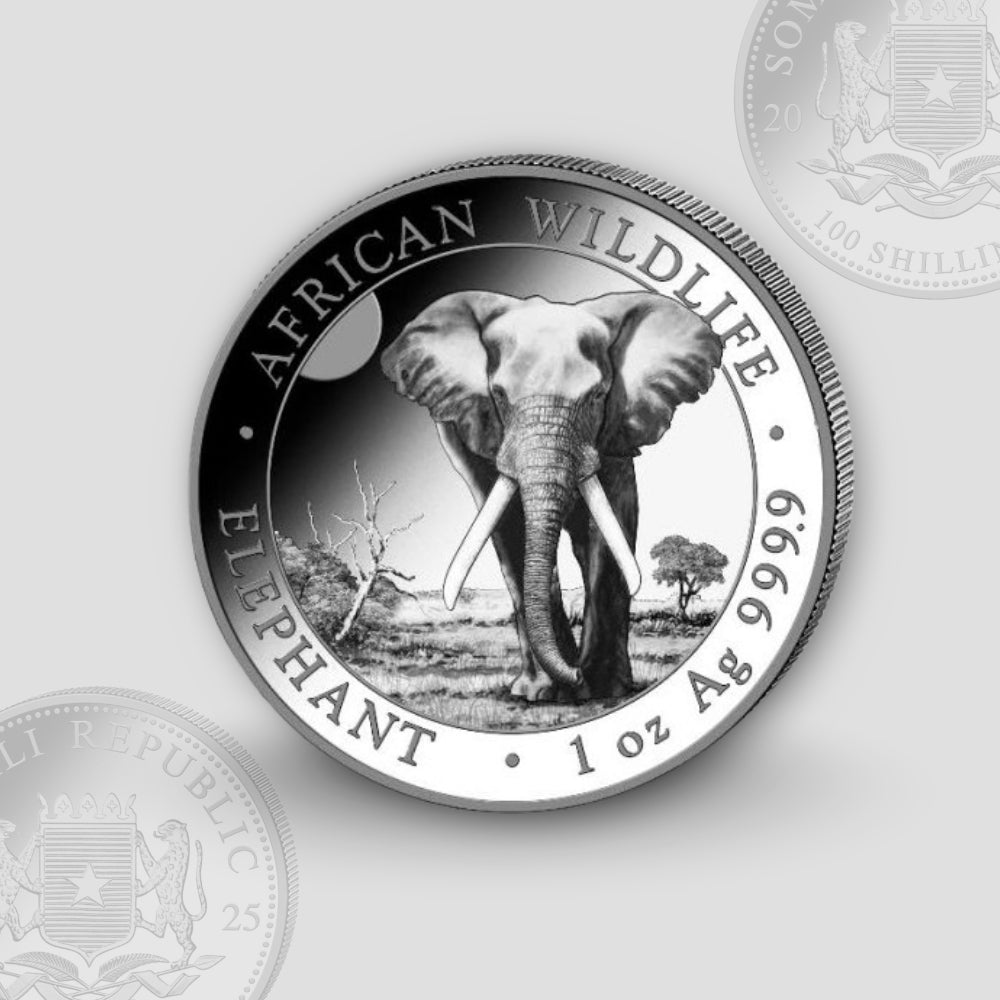 1 oz – Сребърна Монета Сомалийски Слон 2025