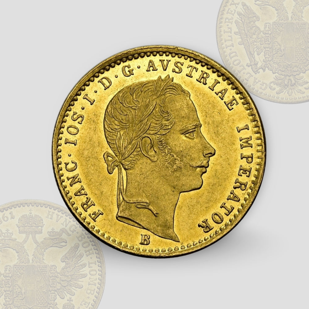 3.49 гр. –  Златна Монета 1 Австрийски Дукат (1861) – Оригинална емисия