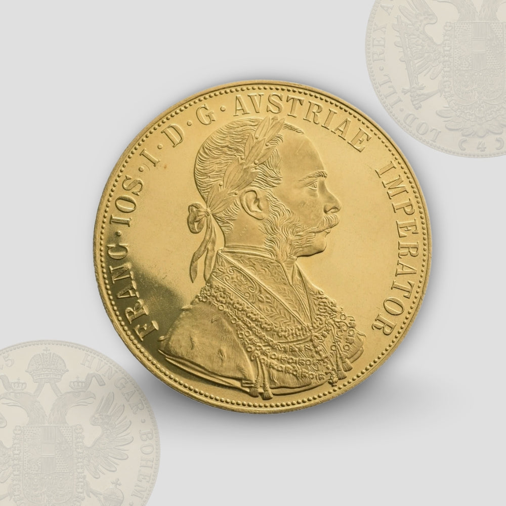 13.96 гр. – Златна Монета 4 Австрийски Дуката 1915 (Ристрайк)