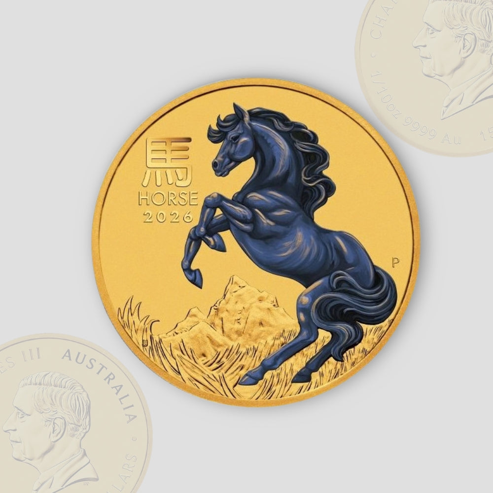 31.1 гр. (1 oz) – Златна Монета Австралийски Лунар III: Година на Коня 2026 - Цветно издание