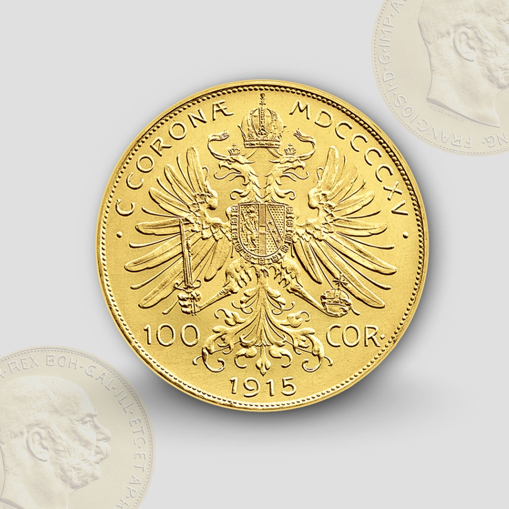 30.49 гр. – Златна Монета 100 Австрийски Корони (1915) – Император Франц Йосиф I