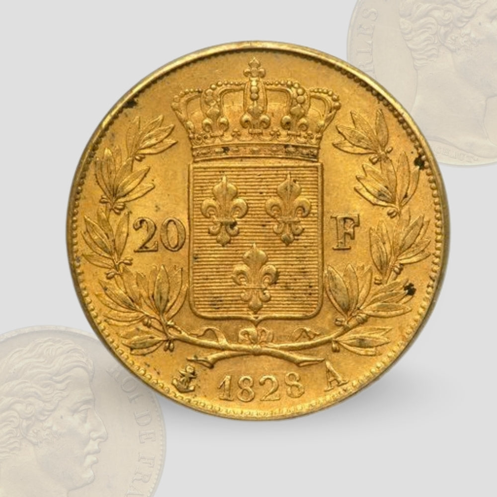 6.45 гр. – Златна Монета 20 Френски Франка – Шарл X (1825–1830)