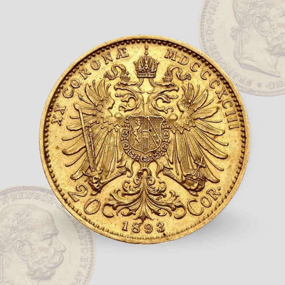 6.77 гр. – Златна Монета 20 Австрийски Корони (1893) Франц-Йосиф I – Оригинална емисия