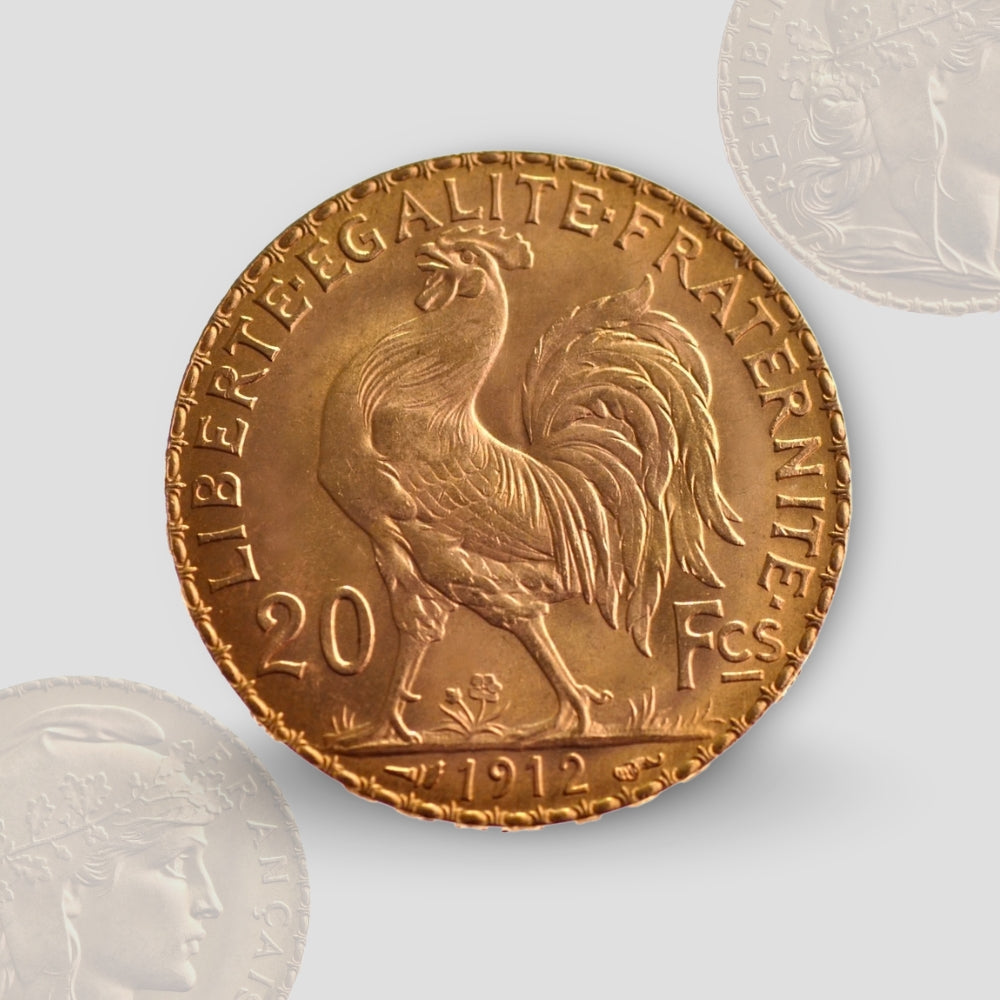 6.45 гр. – Златна Монета 20 Френски Франка – „Мариана и Петелът“ (1898–1914)