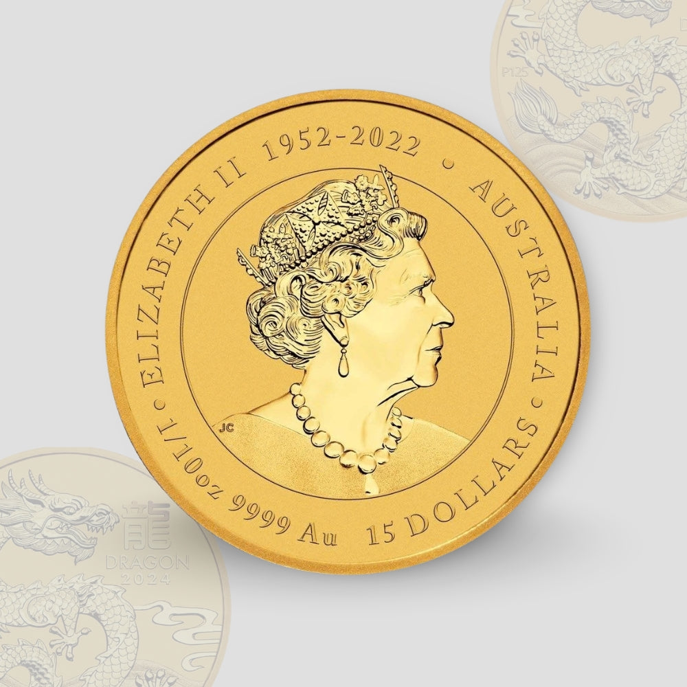 3.11 гр. (1/10 oz) – Златна Монета Австралийски Лунар III – Година на Дракона 2024