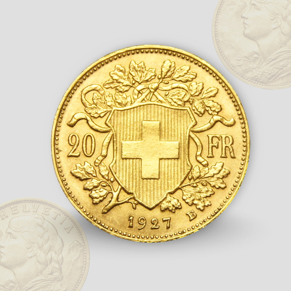6.45 гр. - Златна Монета 20 Швейцарски франка „Вренели“ (1897-1949)