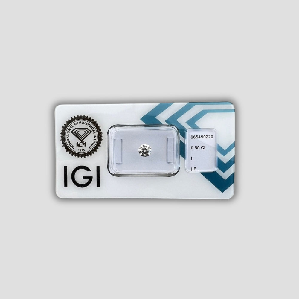 0.50 ct Естествен Диамант – Round Brilliant (IF Чистота) – IGI Сертифициран