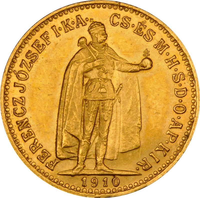 3.387 гр. – Златна Монета 10 Унгарски Корони – Франц Йосиф I (1892–1915)