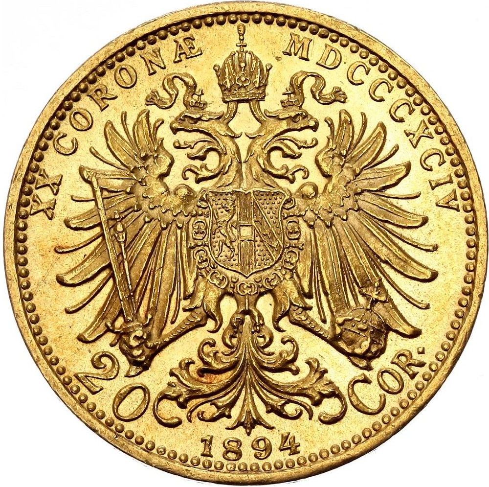 6.77 гр. – Златна Монета 20 Австрийски Корони (1894) Франц-Йосиф I – Оригинална емисия