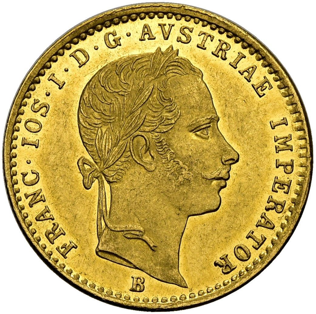 3.49 гр. –  Златна Монета 1 Австрийски Дукат (1861) – Оригинална емисия