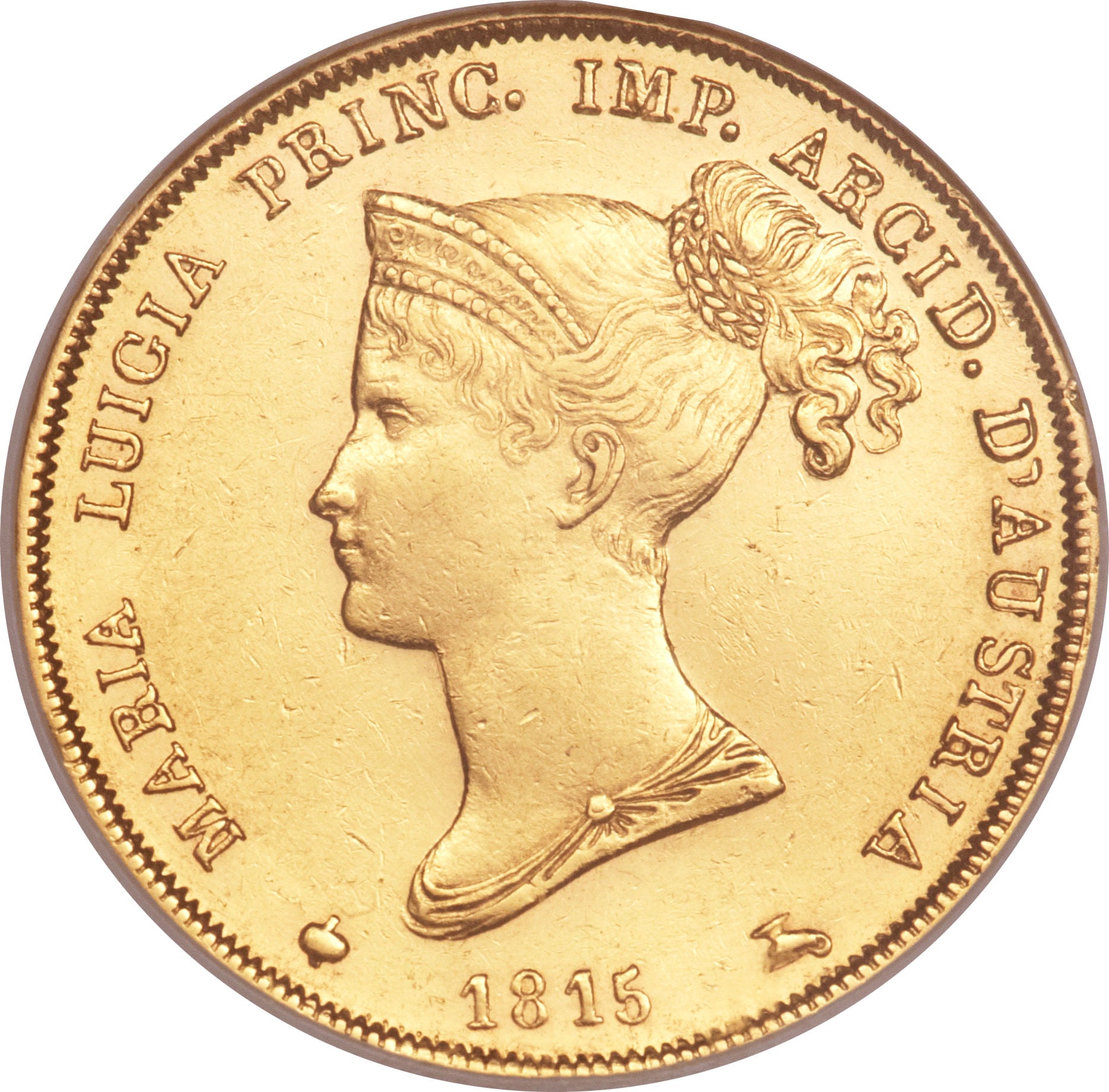 12.90 гр. – Златна Монета 40 златни Лири – Мария Луиза (1815–1821)