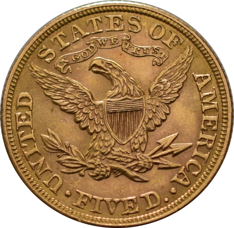 8.36 гр. – $5 Златен Американски „Half Eagle“ – Liberty Head (1839–1908)