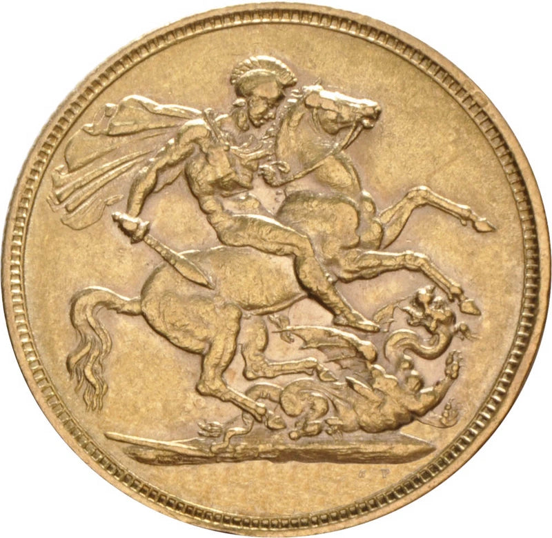 7.98 гр. – 1 Златен Суверен – Кралица Виктория (Първи портрет), 1838–1887