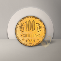 23.52 гр. –  Златна Монета 100 Австрийски Шилинга (1931) – Република Австрия