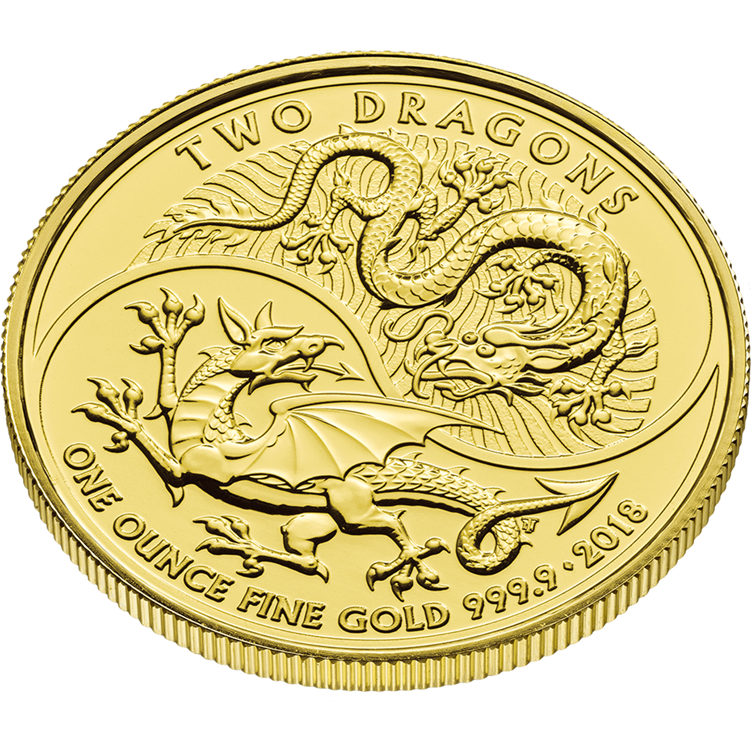 31.1 гр. (1 oz) - Златна монета Двата дракона (Two Dragons) 2018