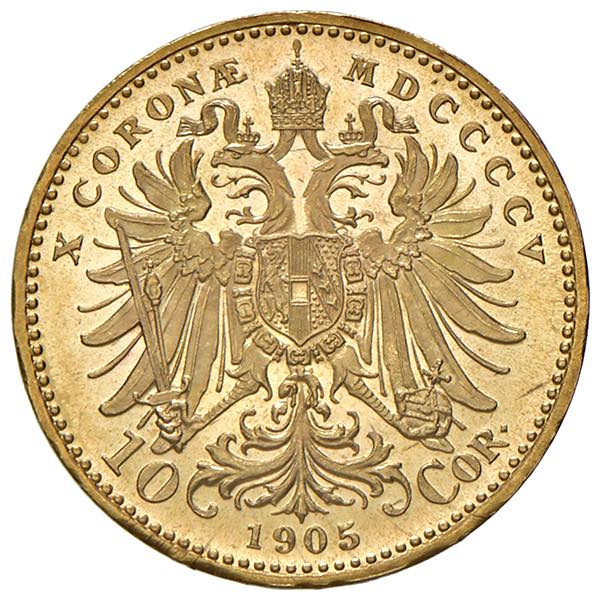 3.39 гр. – Златна Монета 10 Австрийски Корони (1905) Франц-Йосиф I – Оригинална емисия