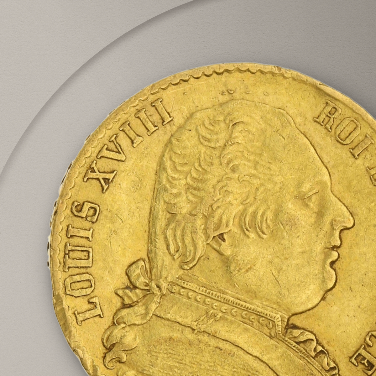 6.45 гр. – Златна Монета 20 Френски Франка – Луи XVIII (1814–1815)
