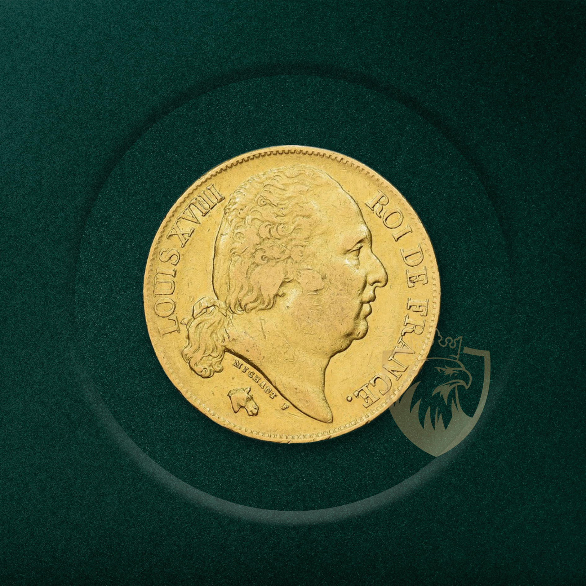 6.45 гр. – Златна Монета 20 Френски Франка – Луи XVIII (1816–1824)