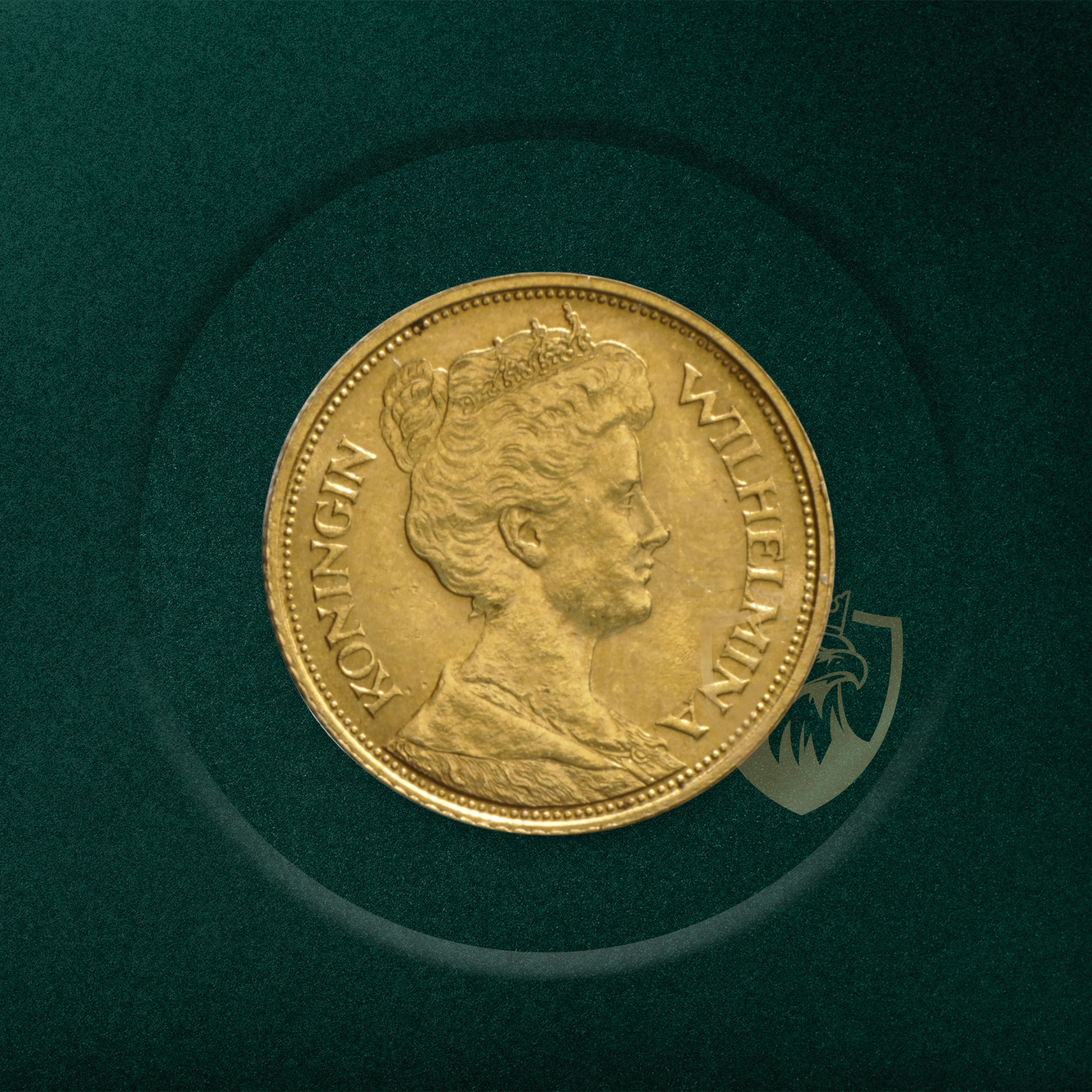 5 Златни Холандски Гулдена (Gulden) „Вилхелмина“ (Wilhelmina) – Royal Dutch Mint (1912)
