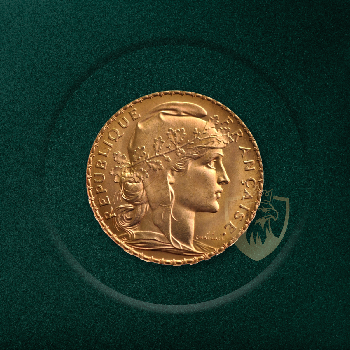 6.45 гр. – Златна Монета 20 Френски Франка – „Мариана и Петелът“ (1898–1914)